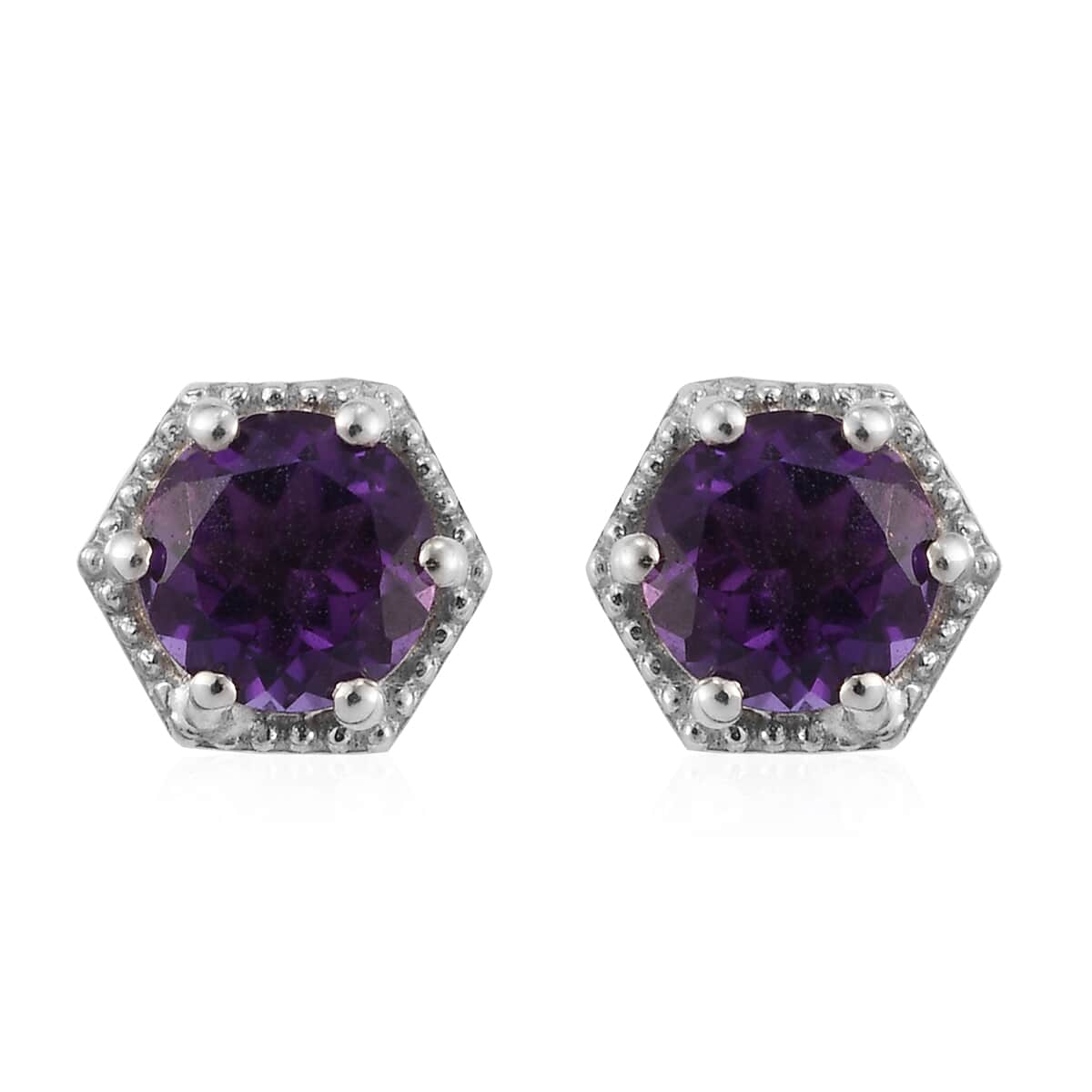 Moroccan Amethyst Stud Earrings in Platinum Over Sterling Silver 1.65 ctw image number 0