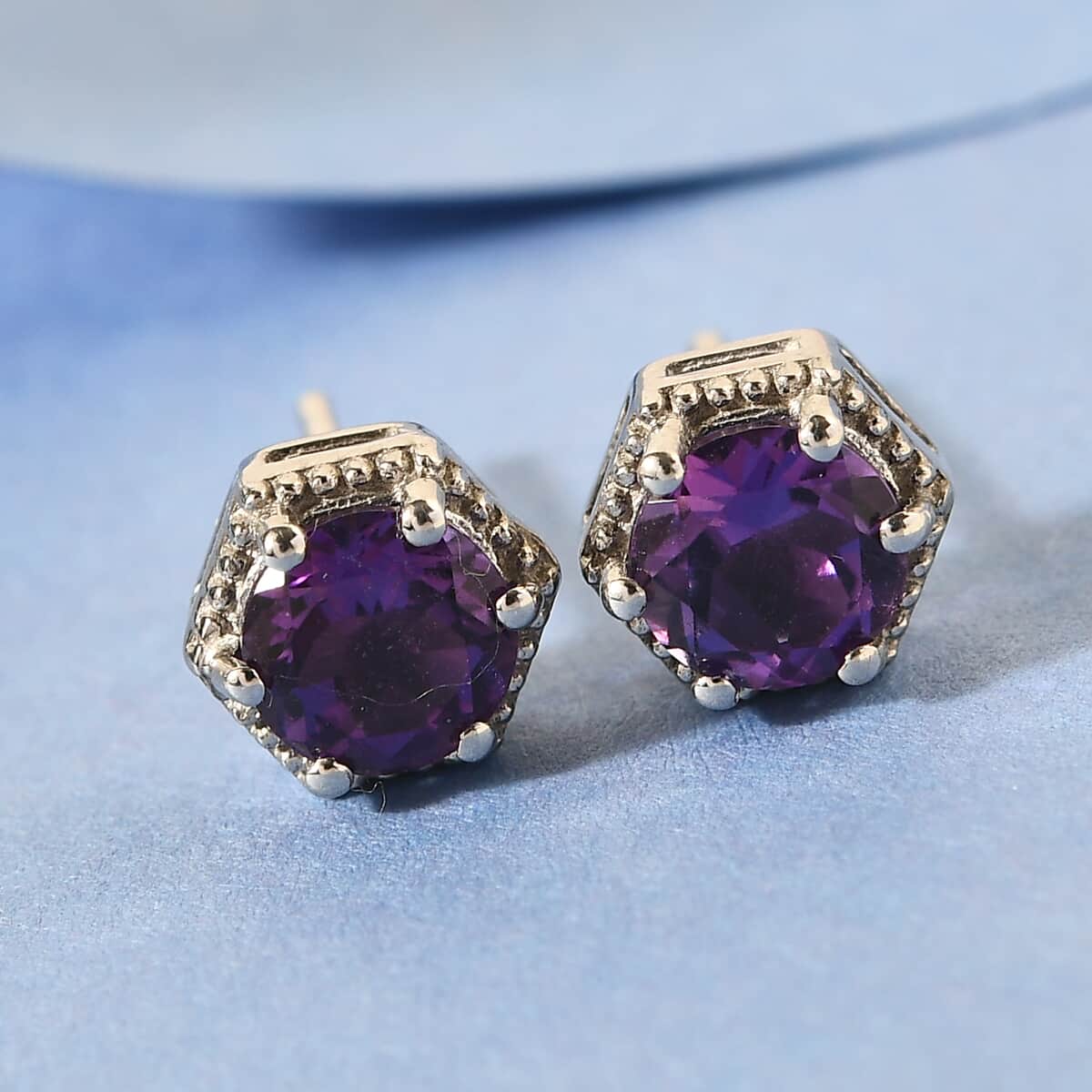 1.50 ctw Moroccan Amethyst Earrings in Platinum Over Sterling Silver image number 1