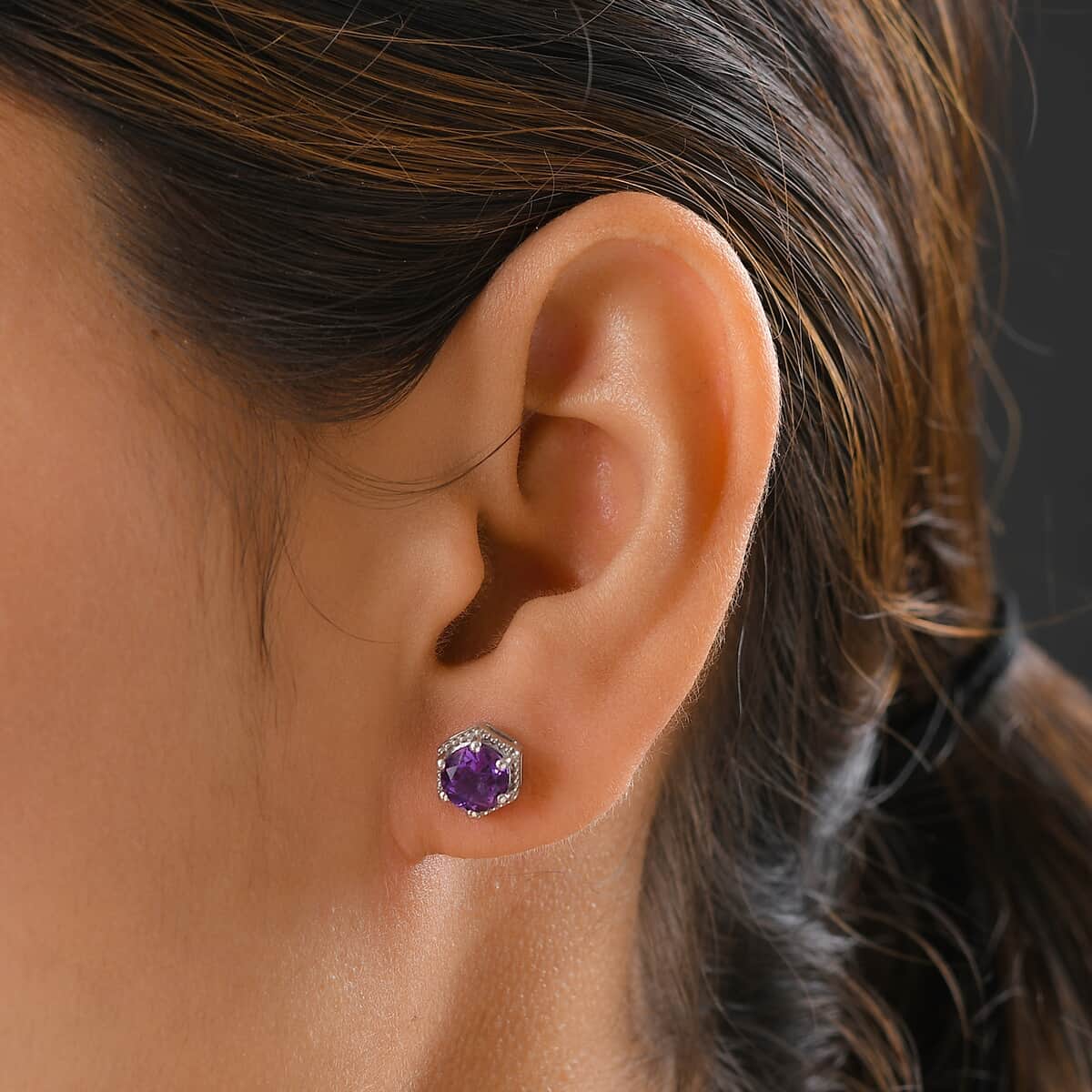 Moroccan Amethyst Stud Earrings in Platinum Over Sterling Silver 1.65 ctw image number 2