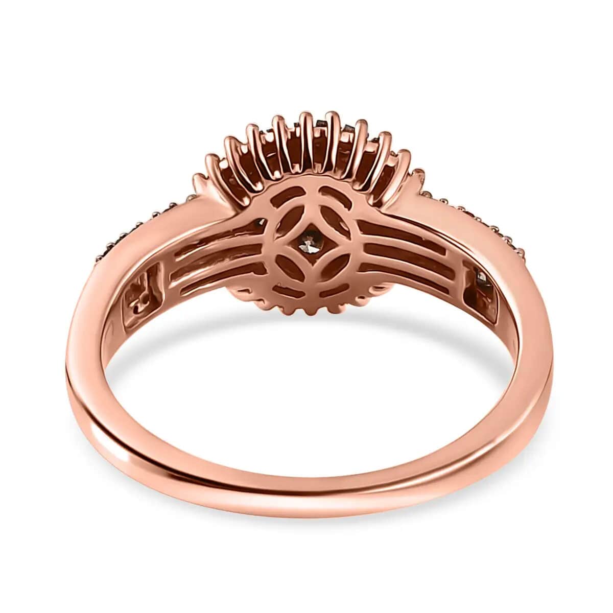 Natural Champagne Diamond Cluster Ring, Vermeil Rose Gold Over Sterling Silver Ring, Diamond Ring For Her 1.00 ctw image number 5