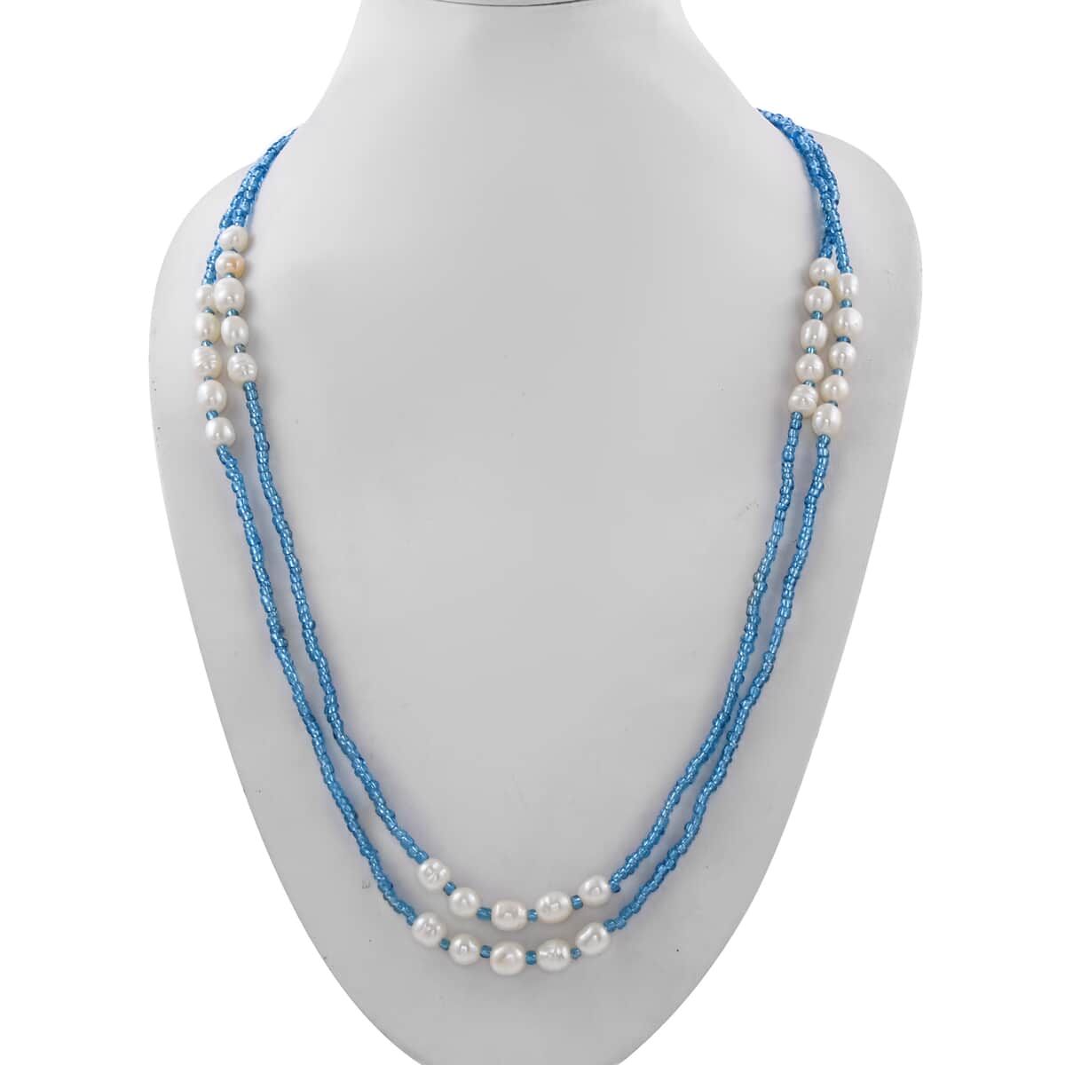 Glass Bead With Simulated Pearl Necklace Set, Beaded Jewelry For Women, Set of 7 image number 2