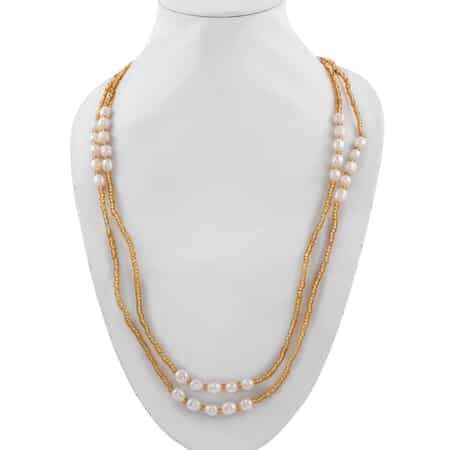 Glass Bead With Simulated Pearl Necklace Set, Beaded Jewelry For Women, Set of 7 image number 4