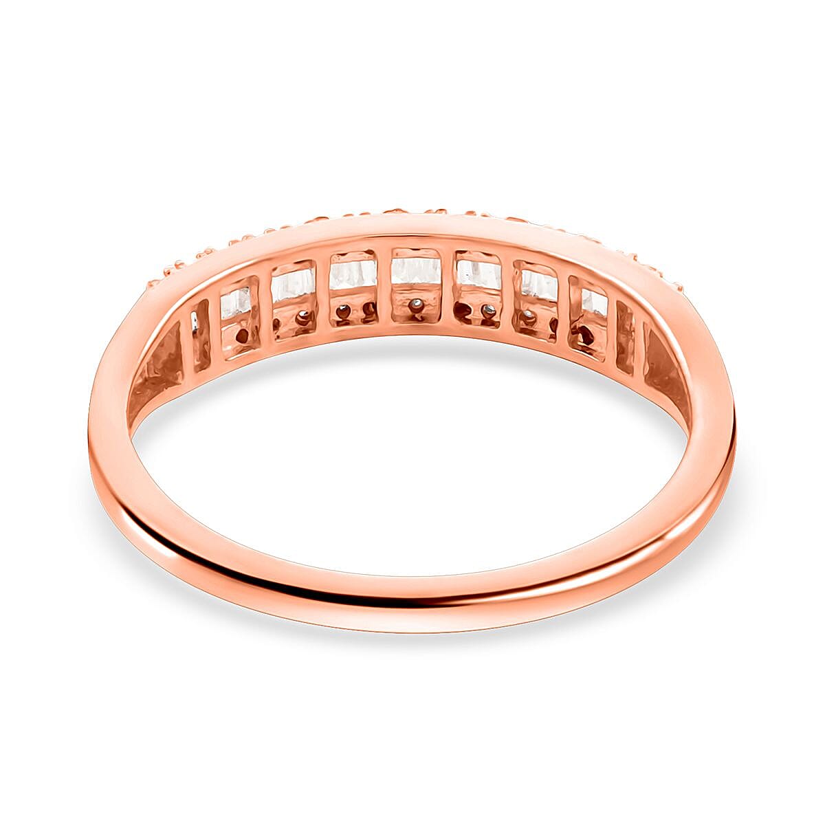 Diamond Band Ring in Rhodium and Vermeil Rose Gold Over Sterling Silver (Size 7.0) 0.25 ctw