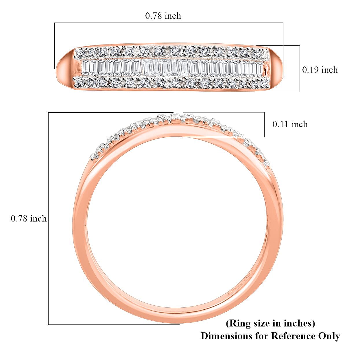 Diamond Band Ring in Rhodium and Vermeil Rose Gold Over Sterling Silver (Size 7.0) 0.25 ctw