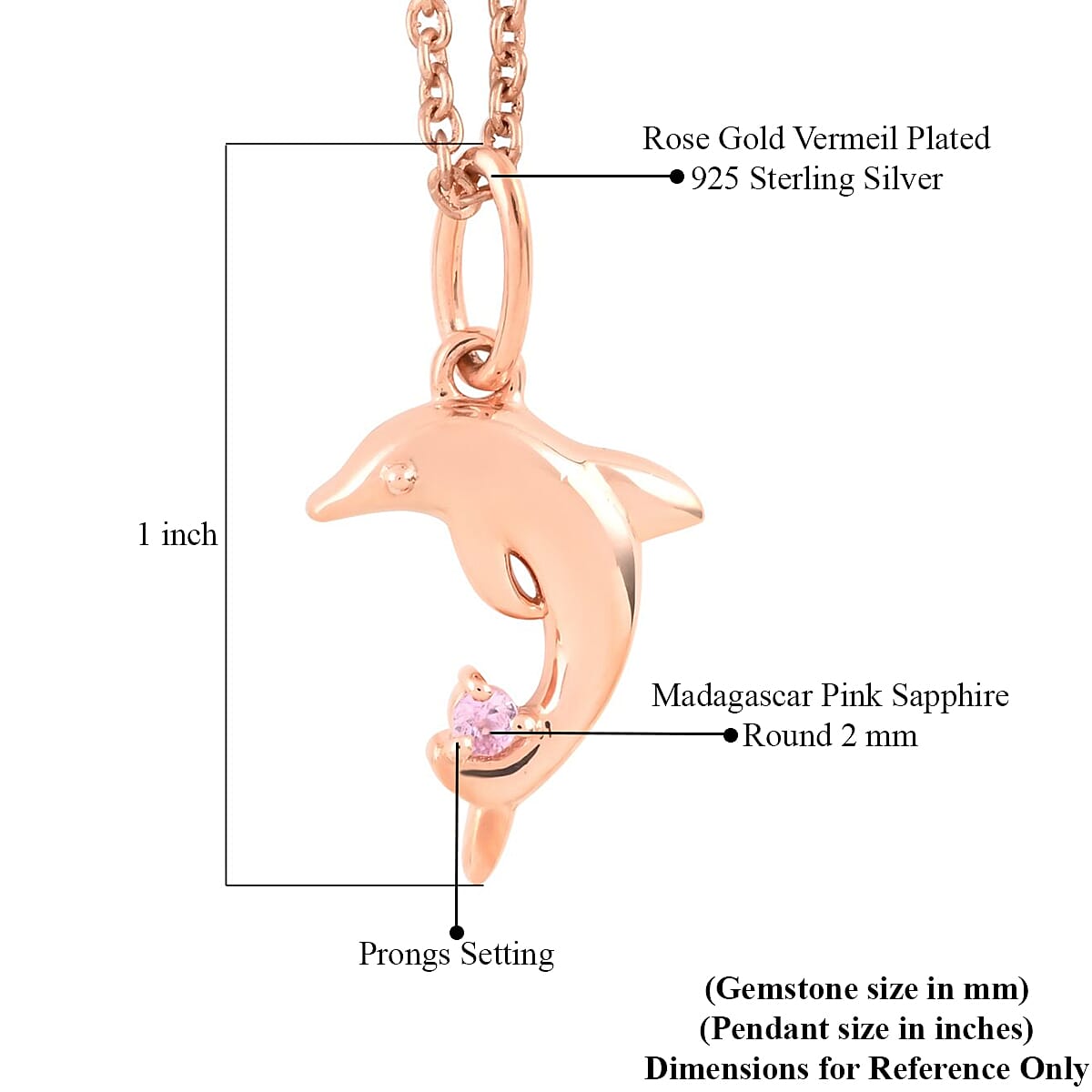 Madagascar Pink Sapphire Pendant Necklace 20 Inches in Vermeil Rose Gold Over Sterling Silver 0.05 ctw image number 5