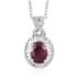 Royal Thai Ruby and Diamond Pendant Necklace 20 Inches in Platinum Over Sterling Silver 1.90 ctw image number 0