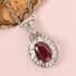 Royal Thai Ruby and Diamond Pendant Necklace 20 Inches in Platinum Over Sterling Silver 1.90 ctw image number 1