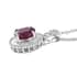 Royal Thai Ruby and Diamond Pendant Necklace 20 Inches in Platinum Over Sterling Silver 1.90 ctw image number 3