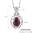 Royal Thai Ruby and Diamond Pendant Necklace 20 Inches in Platinum Over Sterling Silver 1.90 ctw image number 5