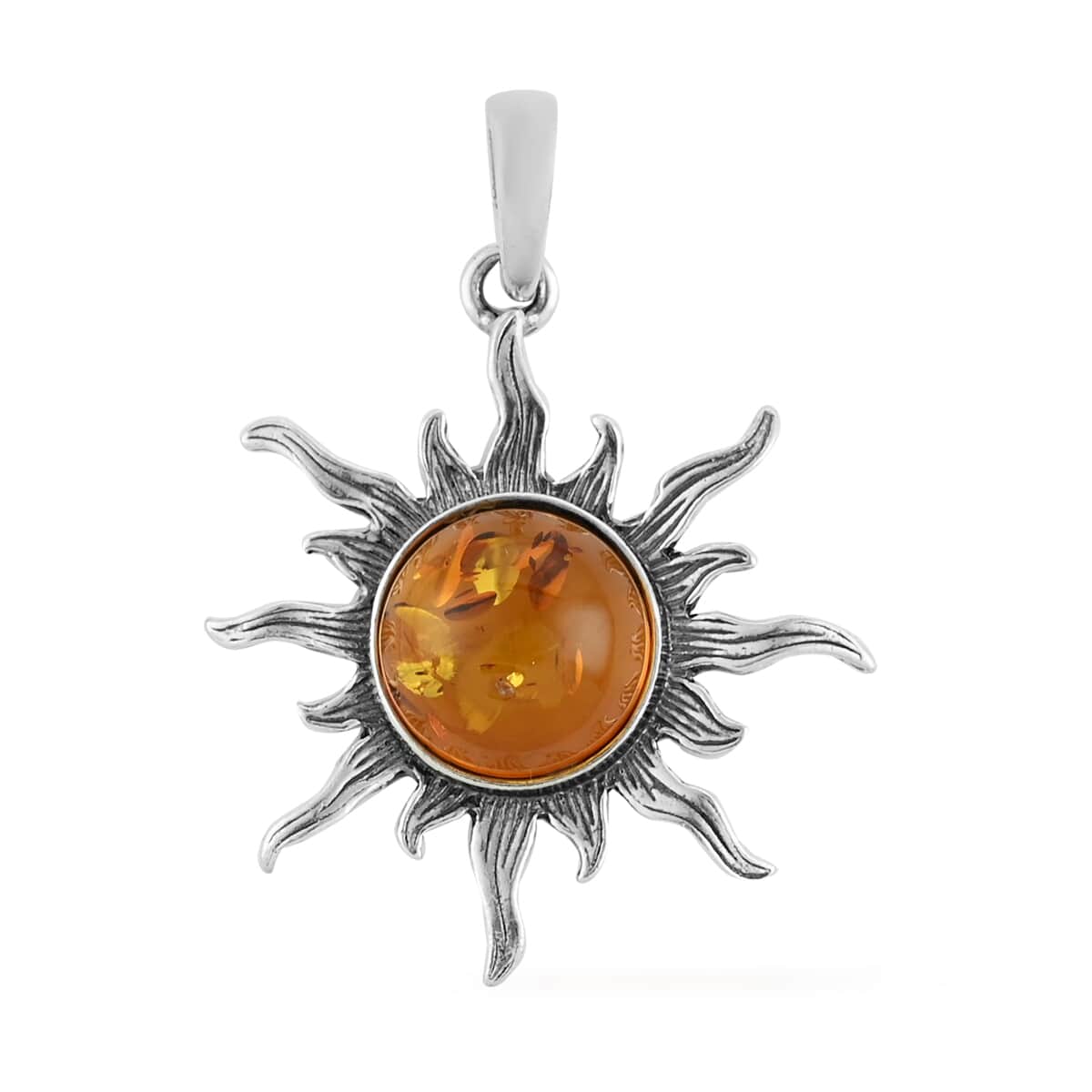 Baltic Amber Pendant in Platinum Over Sterling Silver image number 0