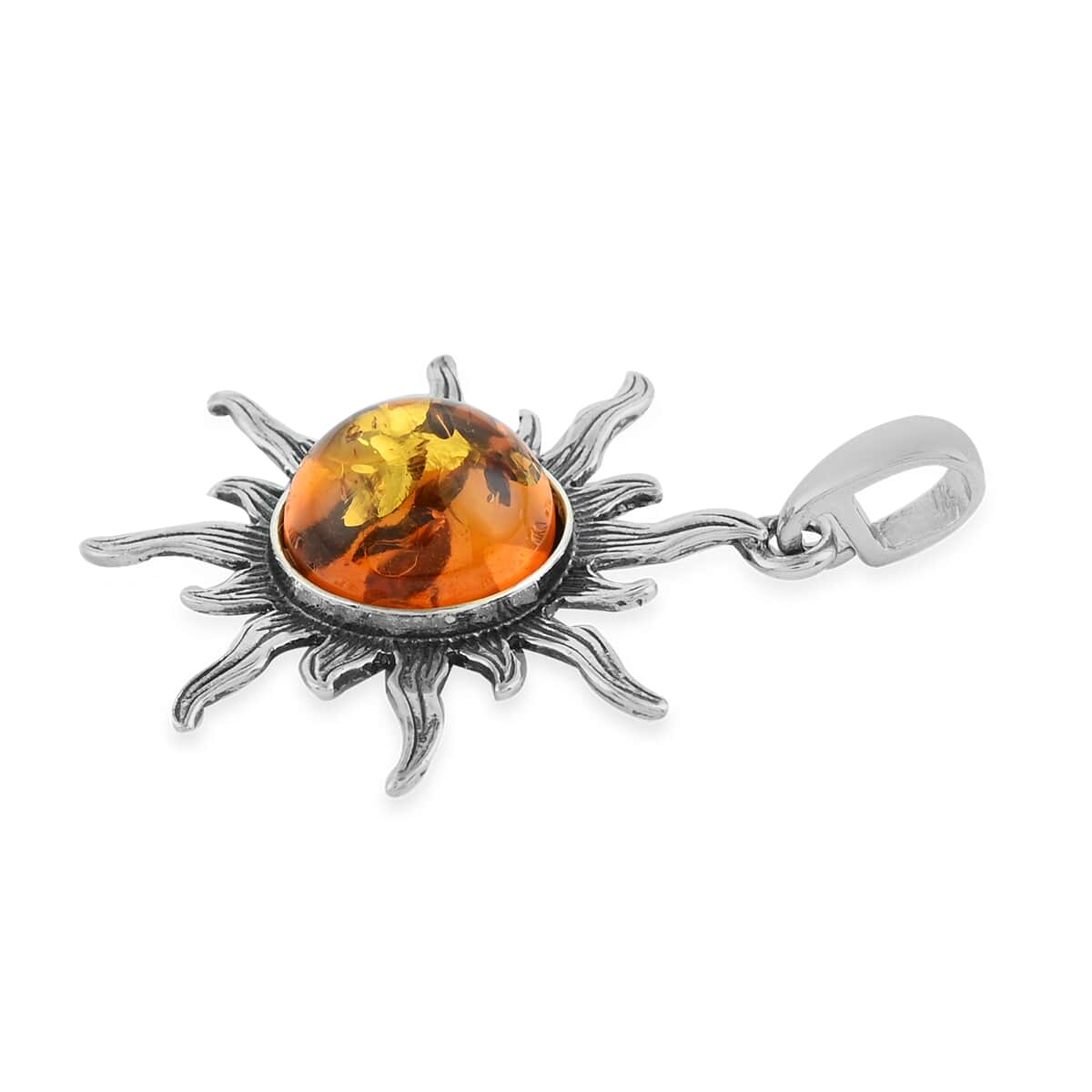 Baltic Amber Pendant in Platinum Over Sterling Silver image number 1