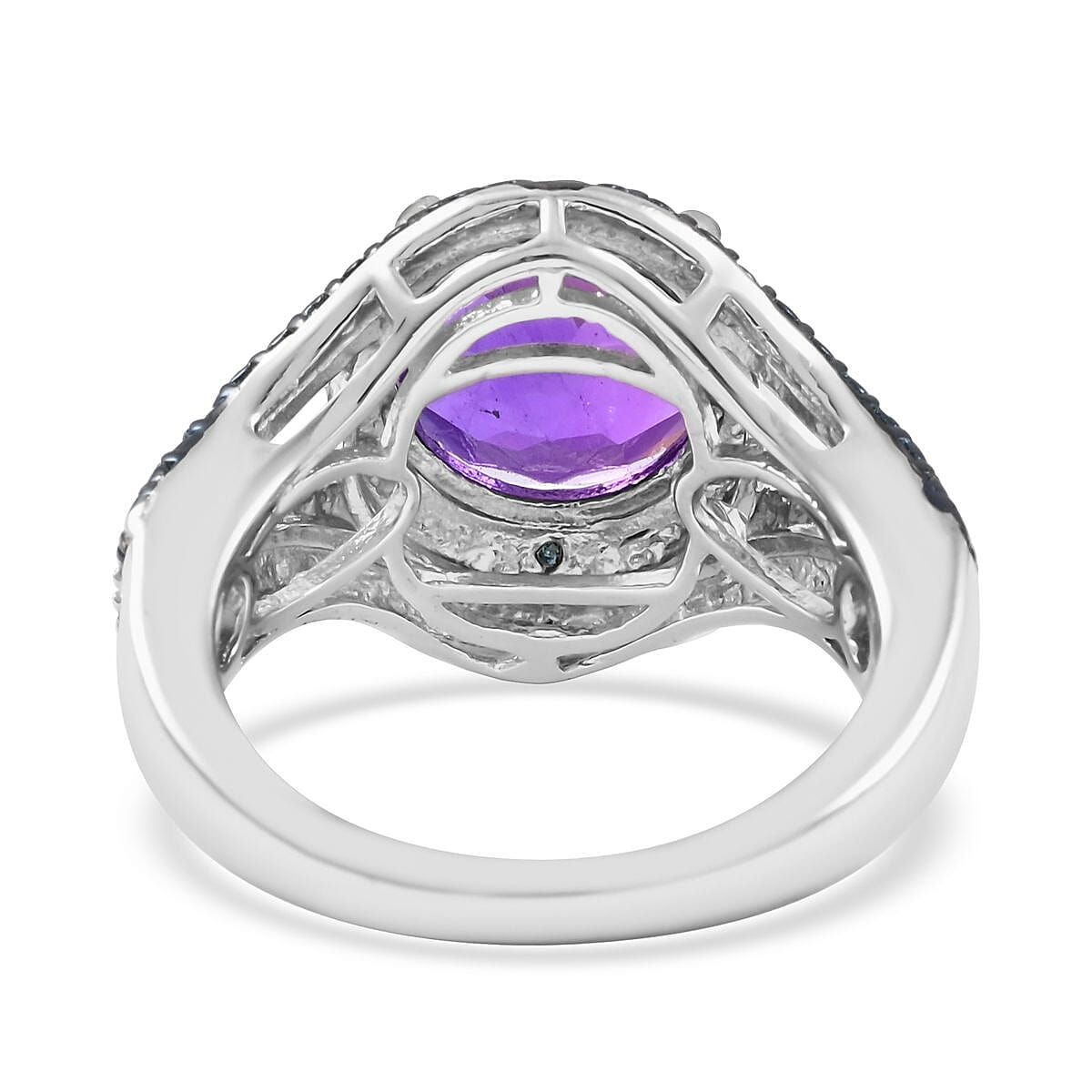 Amethyst and Diamond Accent Ring in Platinum Over Sterling Silver (Size 7.0) 3.50 ctw image number 4