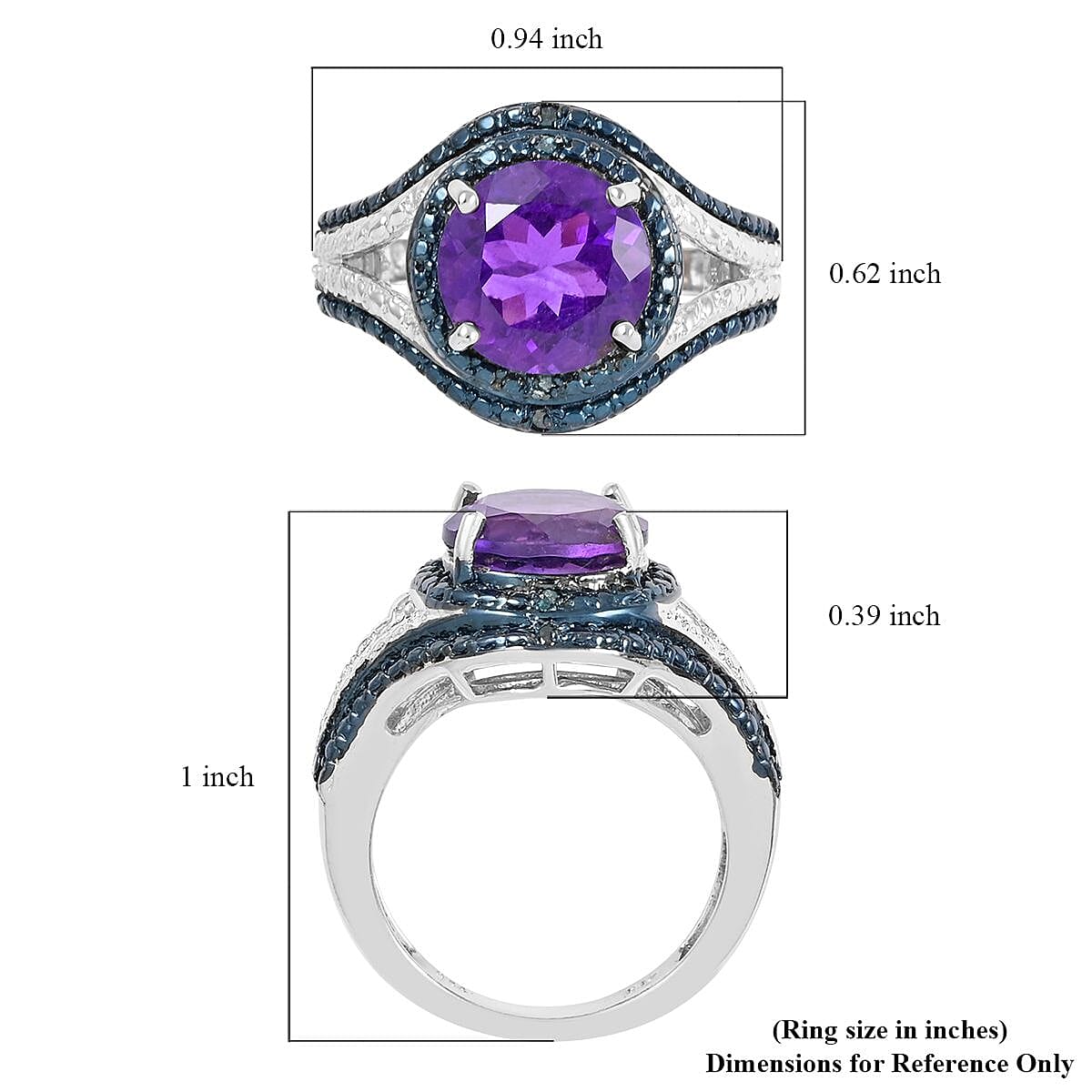 Amethyst and Diamond Accent Ring in Platinum Over Sterling Silver (Size 7.0) 3.50 ctw image number 5
