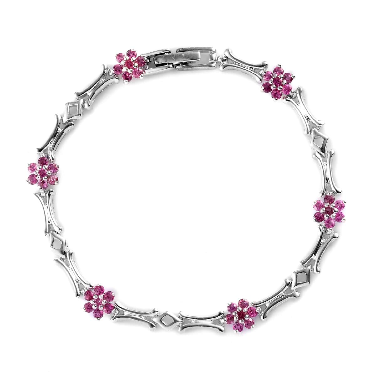 Morro Redondo Pink Tourmaline Bracelet in Platinum Over Sterling Silver (7.25 In) 2.10 ctw image number 0