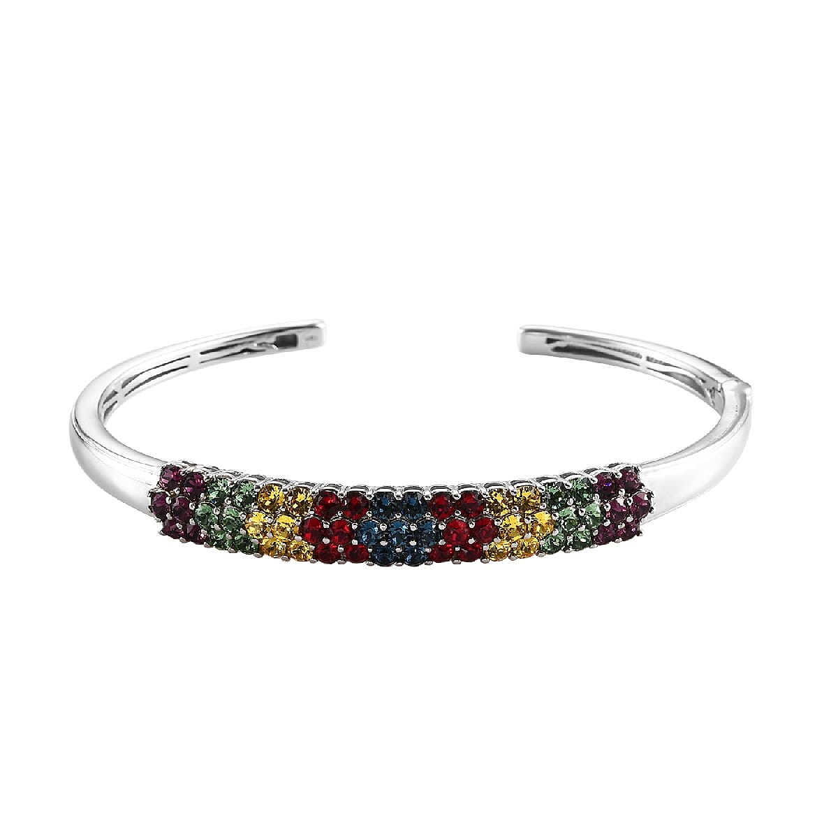 Buy Karis Multi Color Crystal Cuff Bracelet in Platinum Bond (8 in