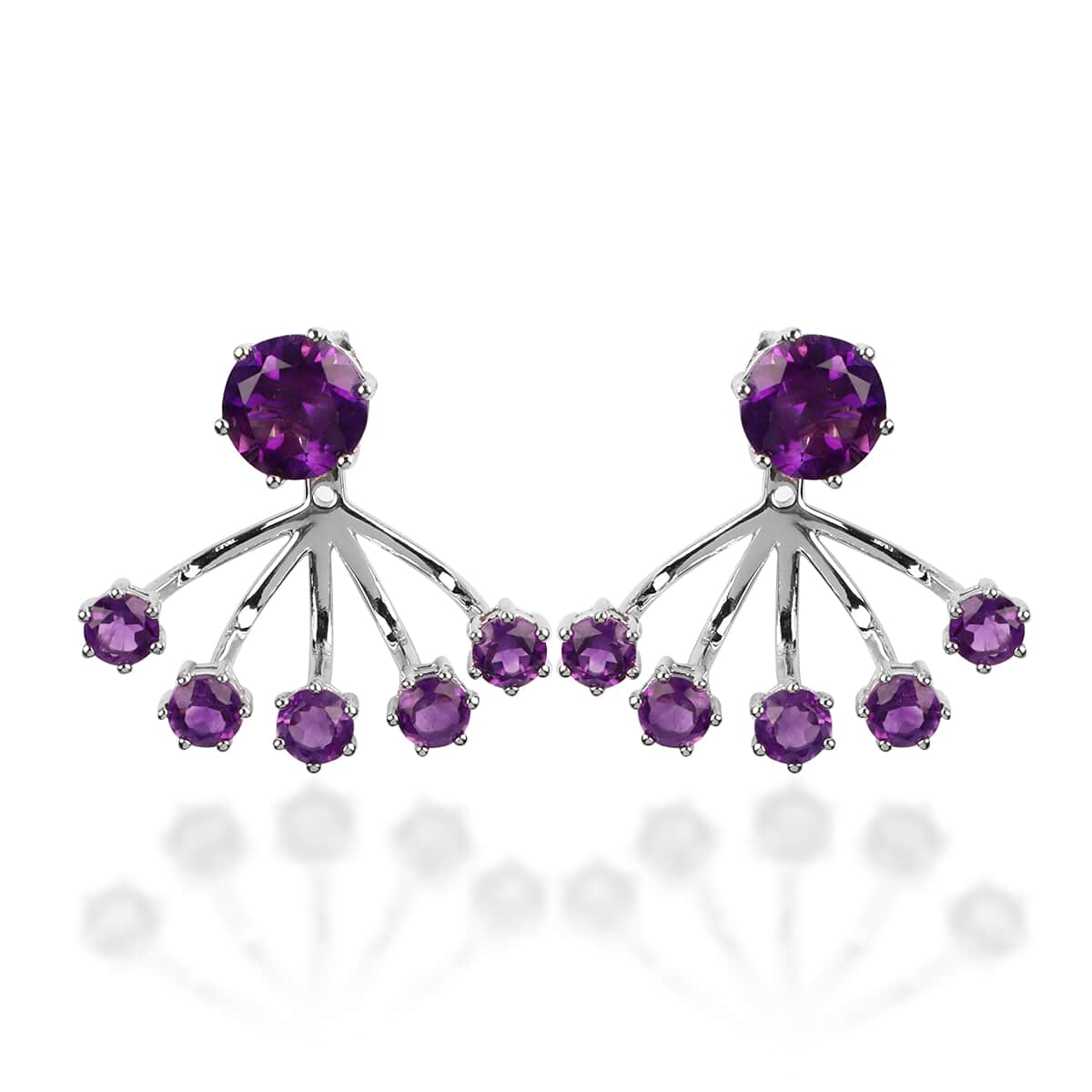 Amethyst Earrings in Platinum Over Sterling Silver 5.90 ctw image number 0