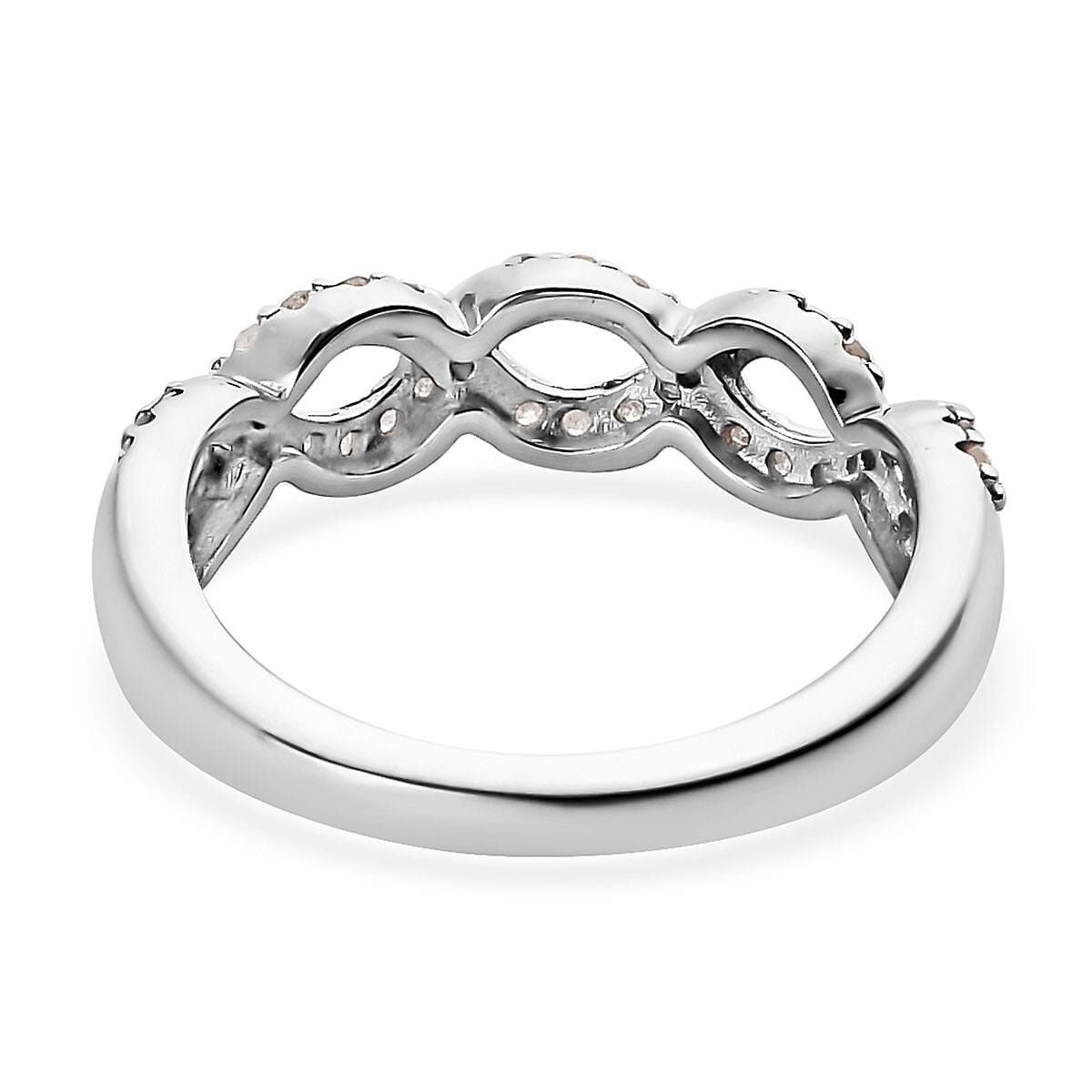 Diamond Criss Cross Ring in Rhodium & Platinum Over Sterling Silver (Size 5.0) 0.25 ctw image number 4