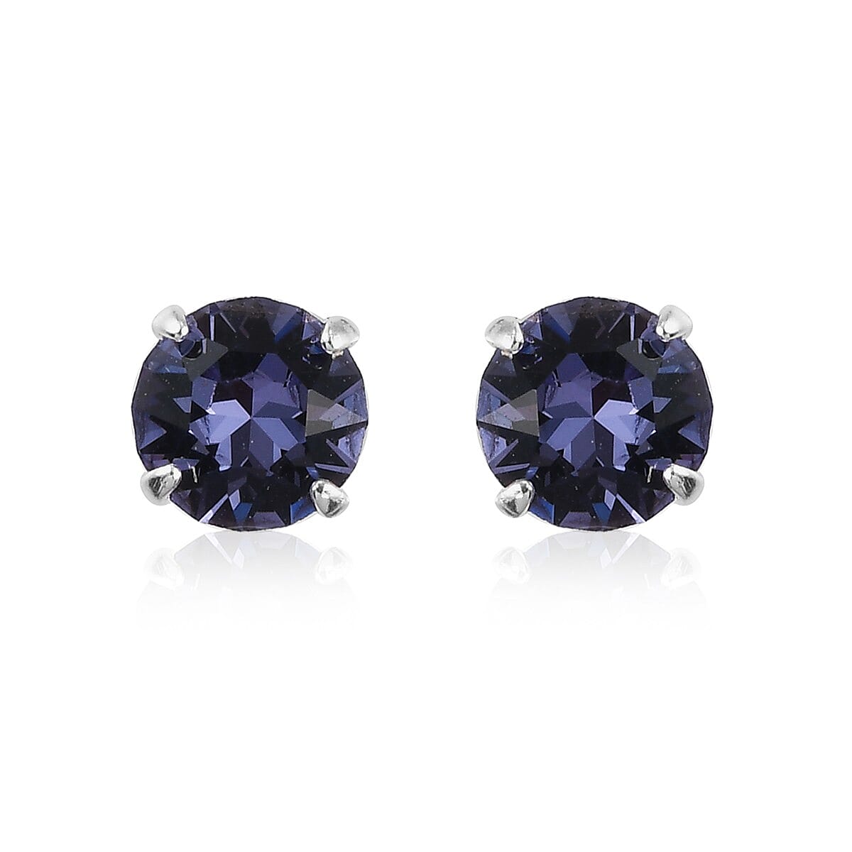 Erinite, Light Amethyst and Tanzanite Color Crystal Set of 3 Solitaire Stud Earrings in Sterling Silver