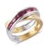 14K Yellow Gold Royal Thai Ruby and Diamond Ring and Sterling Silver (Size 9.0) 7.65 Grams 1.40 ctw image number 0