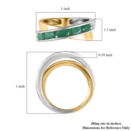 14K Yellow Gold Kagem Zambian Emerald and Diamond Ring and Sterling Silver (Size 9.0) 7.65 Grams 1.40 ctw image number 4