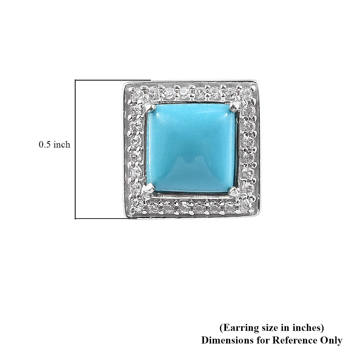 Sleeping Beauty Turquoise and Zircon Earrings in Platinum Over Sterling Silver 5.35 ctw image number 2