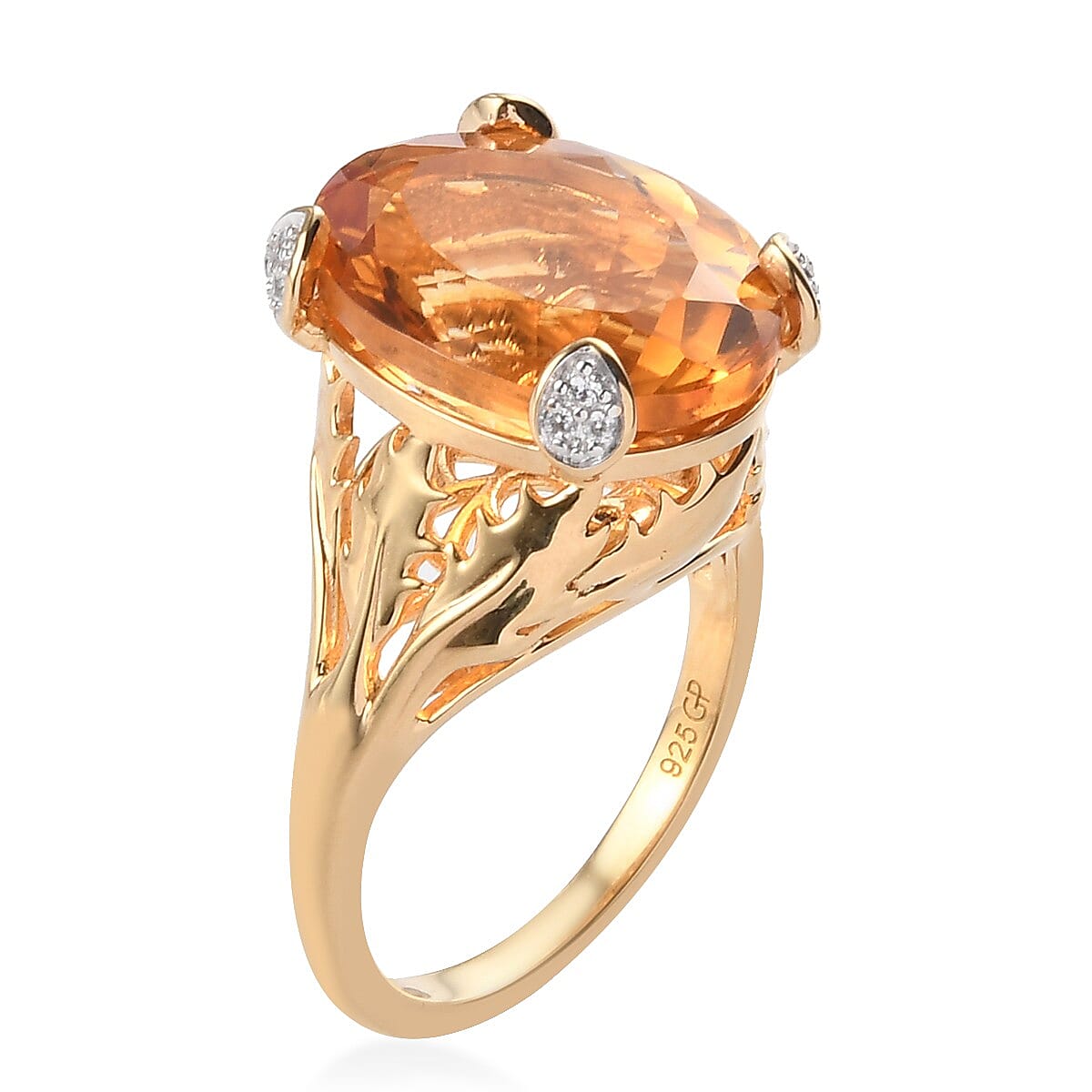 GP Italian Garden Collection Serra Gaucha Citrine and Multi Gemstone Fancy Ring in Vermeil Yellow Gold Over Sterling Silver (Size 9.0) 8.75 ctw image number 3