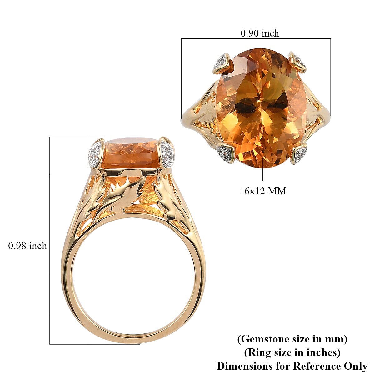 GP Italian Garden Collection Serra Gaucha Citrine and Multi Gemstone Fancy Ring in Vermeil Yellow Gold Over Sterling Silver (Size 9.0) 8.75 ctw image number 5