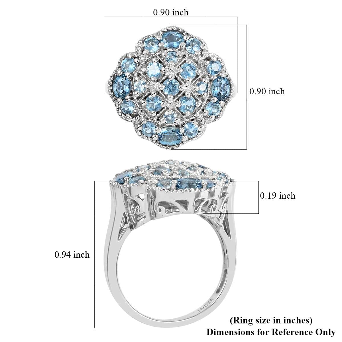 Santa Maria Aquamarine Ring in Platinum Over Sterling Silver (Size 7.0) 3.00 ctw image number 5