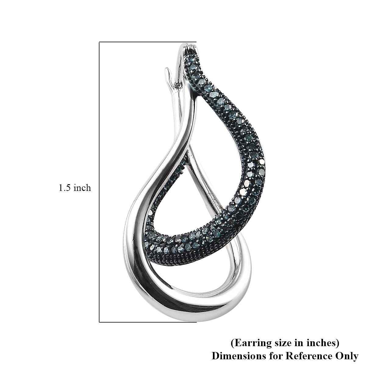 Blue Diamond Earrings in Platinum Over Sterling Silver 0.60 ctw image number 2