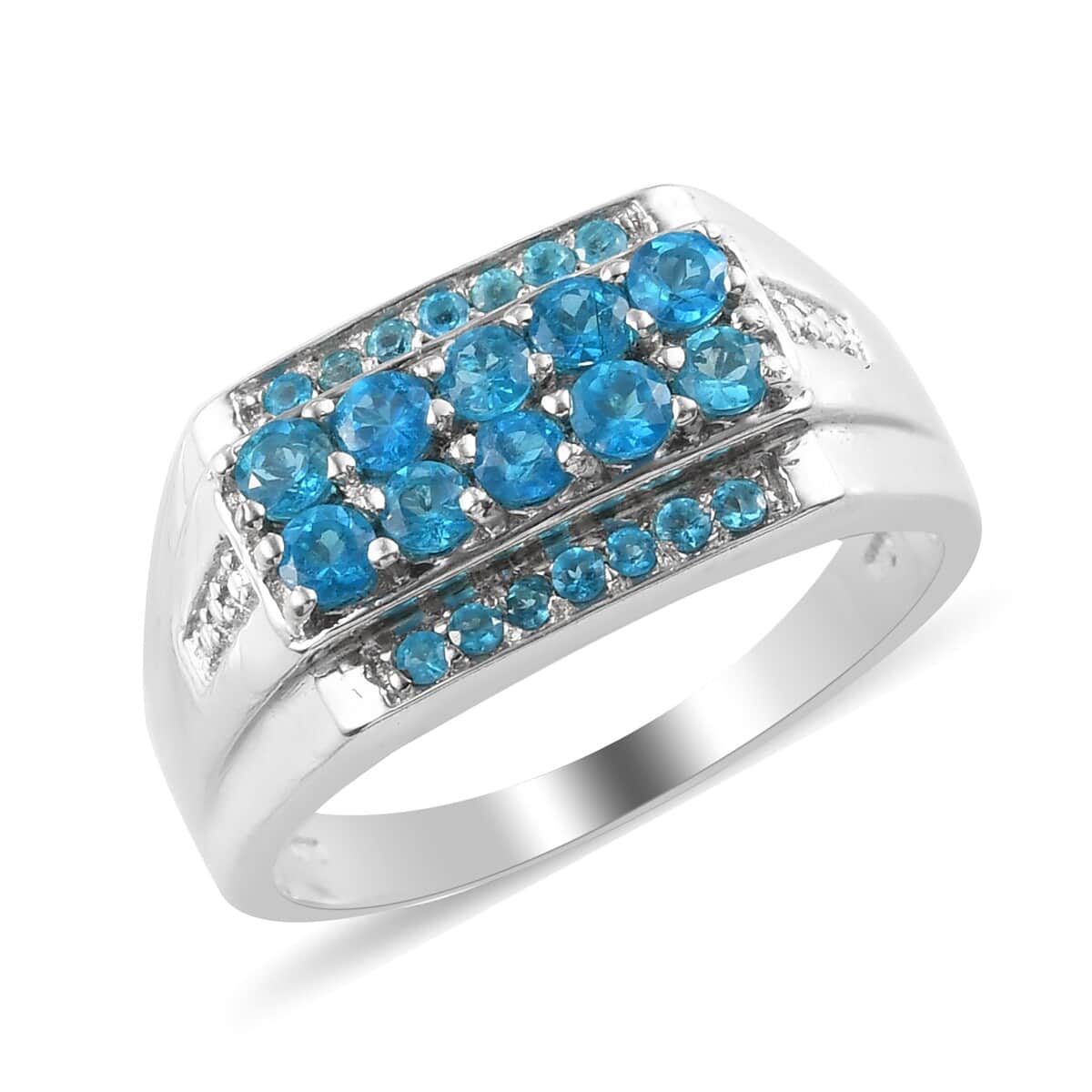 Malgache Neon Apatite Ring in Platinum Over Sterling Silver (Size 13.0) 8.25 Grams 1.50 ctw image number 0
