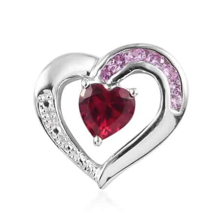 Lab Created Ruby and Lab Created Pink Sapphire Pendant in Platinum Over Sterling Silver image number 0