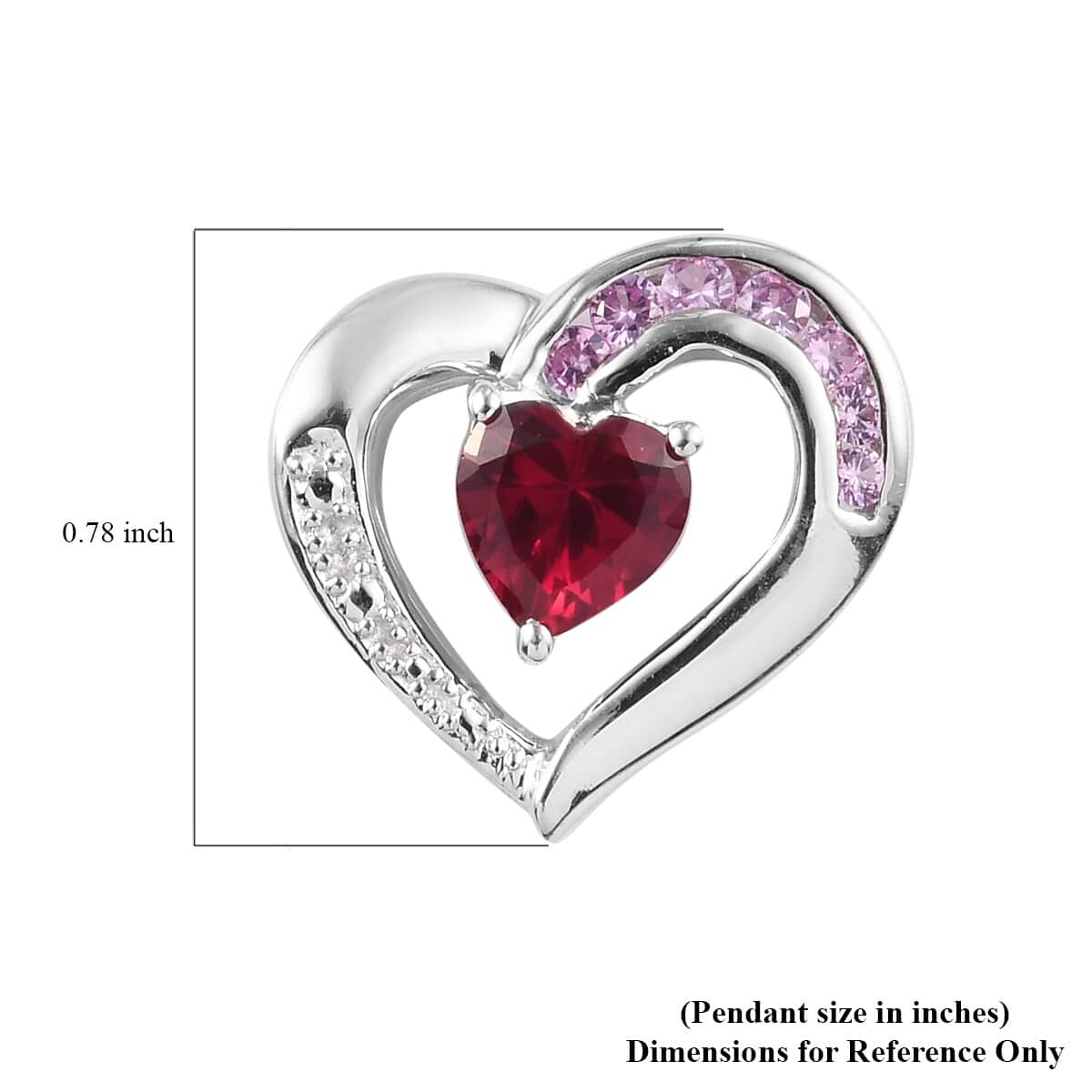 Lab Created Ruby and Lab Created Pink Sapphire Pendant in Platinum Over Sterling Silver image number 2