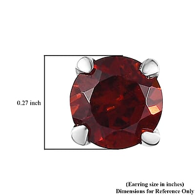 D'Joy Mozambique Garnet 2.00 ctw Earrings, Stud Earrings For Women, Solitaire Earrings, Round Shape Garnet Solitaire, Platinum Plated Sterling Silver Earrings