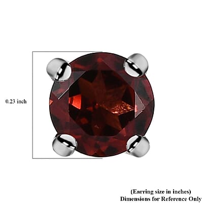 D'Joy Mozambique Garnet 2.00 ctw Earrings, Stud Earrings For Women, Solitaire Earrings, Round Shape Garnet Solitaire, Platinum Plated Sterling Silver Earrings