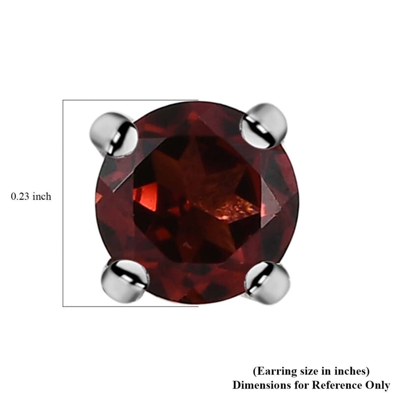D'Joy Mozambique Garnet 2.00 ctw Earrings, Stud Earrings For Women, Solitaire Earrings, Round Shape Garnet Solitaire, Platinum Plated Sterling Silver Earrings