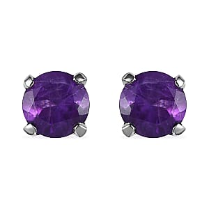 Amethyst Stud Earrings in Platinum Over Sterling Silver 0.75 ctw