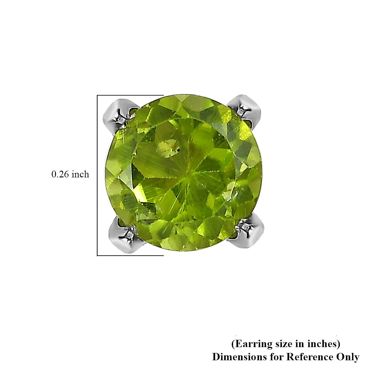 D'Joy Peridot Earrings,Stud Earrings For Women, Solitaire Earrings, Round Shape Peridot Solitaire, Platinum Plated Sterling Silver Earrings 1.80 ctw image number 4