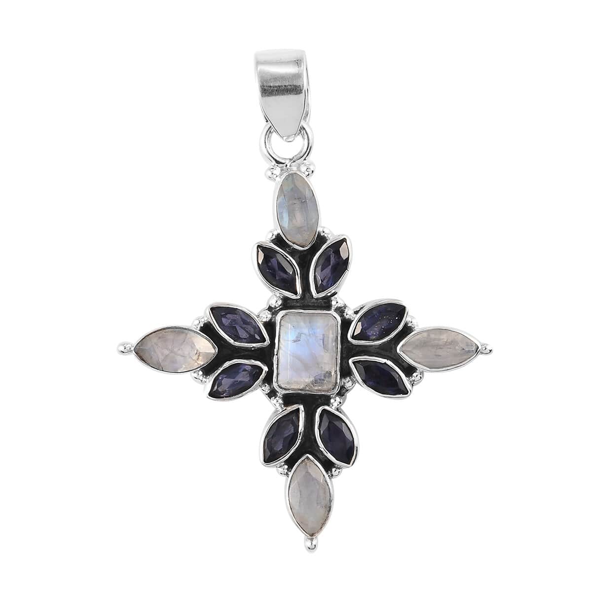 Rainbow Moonstone and Catalina Iolite Pendant in Sterling Silver 10.15 ctw image number 0