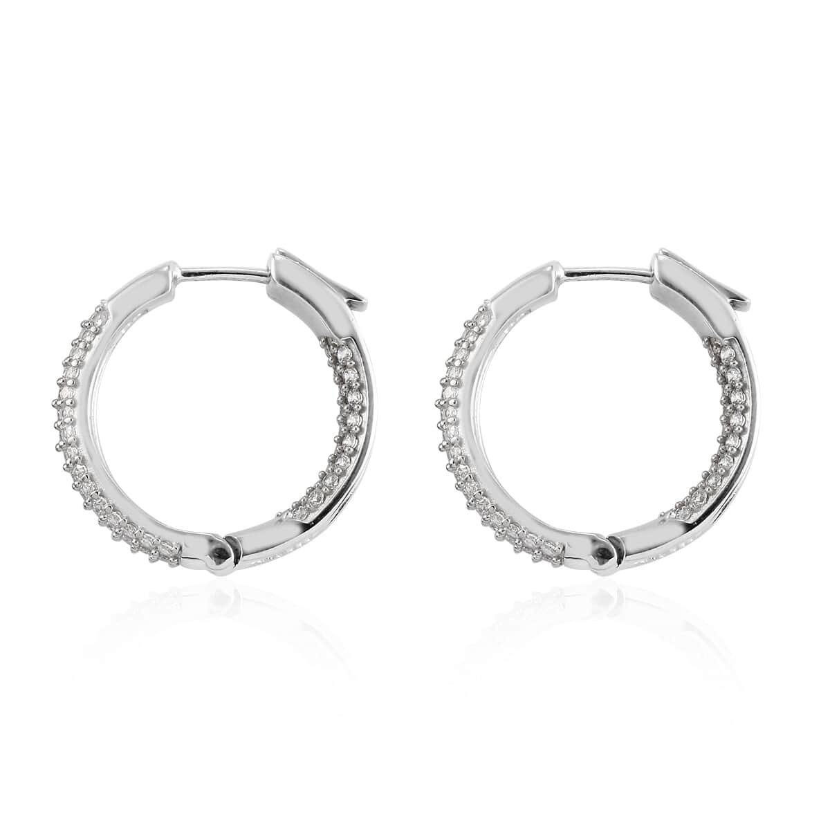 Lustro Stella Made with Finest CZ Inside Out Hoop Earrings in Platinum Over Sterling Silver 3.75 ctw image number 3