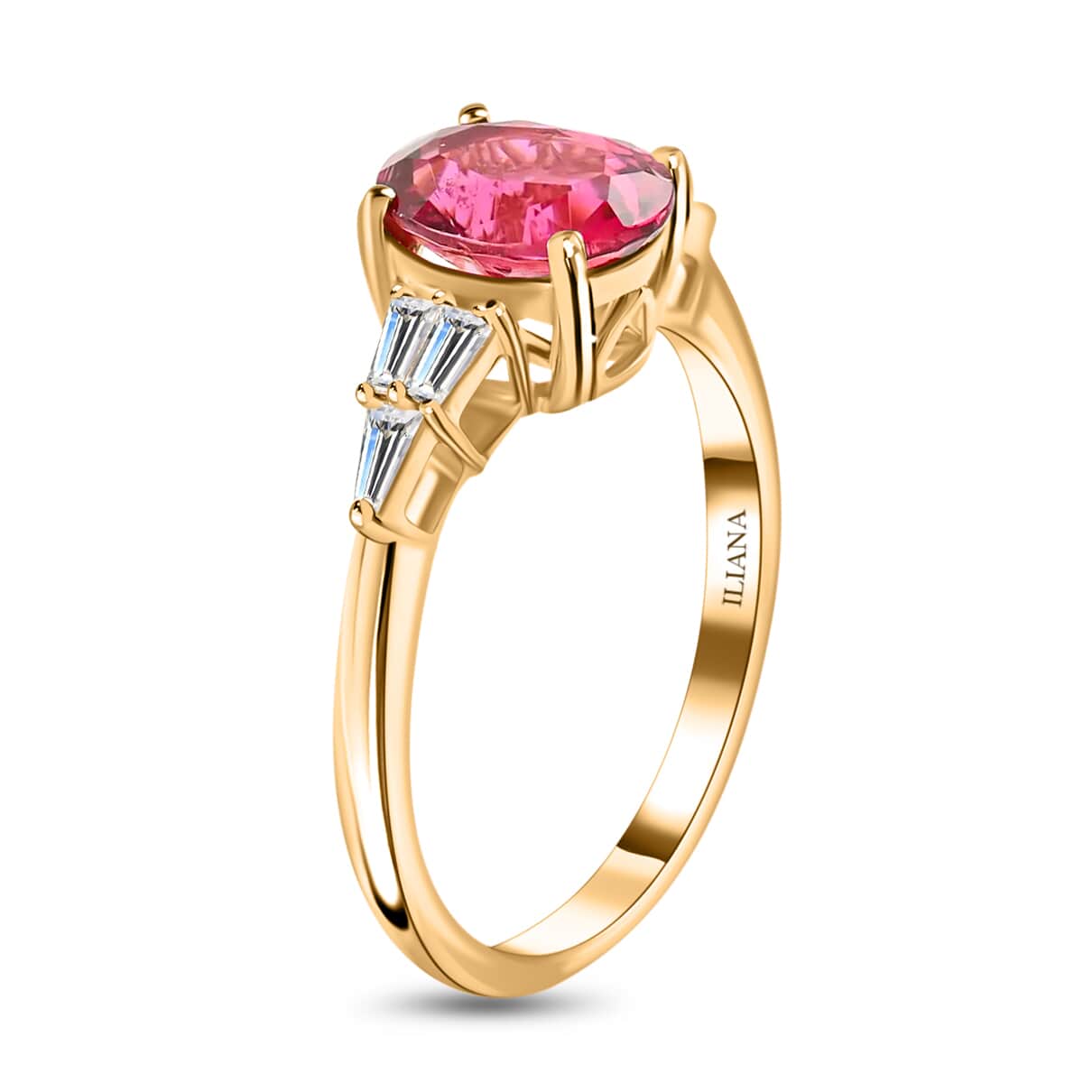 ILIANA 2.20 ctw AAA Ouro Fino Rubellite and Diamond G-H SI Ring in 18K Yellow Gold (Size 10.0) 3.80 Grams image number 2