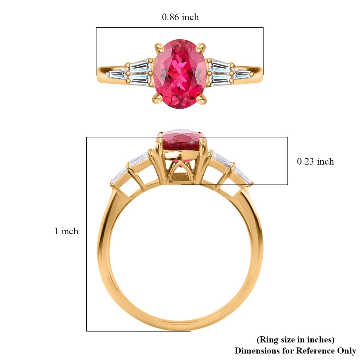 ILIANA 2.20 ctw AAA Ouro Fino Rubellite and Diamond G-H SI Ring in 18K Yellow Gold (Size 10.0) 3.80 Grams image number 4