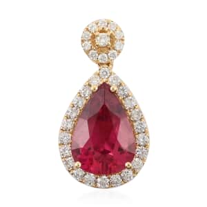 ILIANA 2.00 ctw AAA Ouro Fino Rubellite and Diamond G-H SI Pendant in 18K Yellow Gold 2 Grams