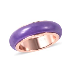 Purple Jade Spinner Band Ring in Vermeil Rose Gold Over Sterling Silver (Size 5.0) 15.20 ctw