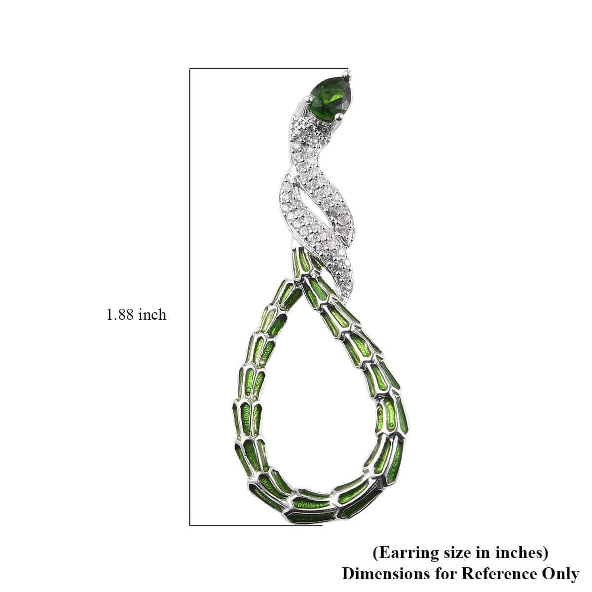 Chrome Diopside and White Zircon Earrings in Platinum Over Sterling Silver 2.50 ctw image number 2