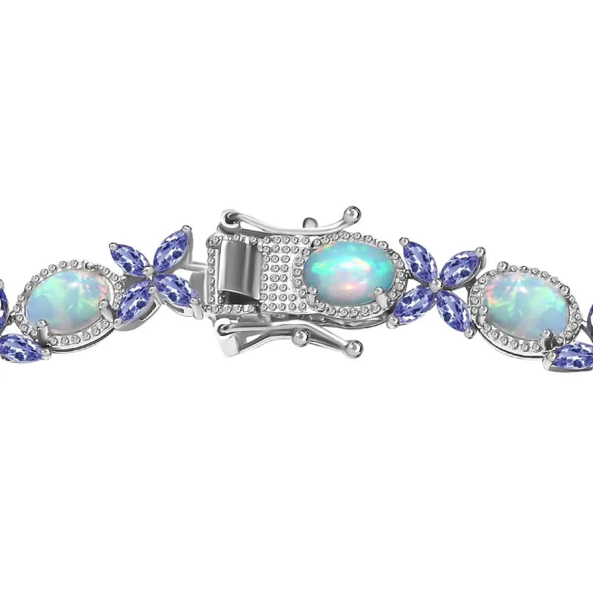 Premium Ethiopian Welo Opal and Tanzanite Bracelet in Platinum Over Sterling Silver (6.50 In) 9.50 ctw image number 3