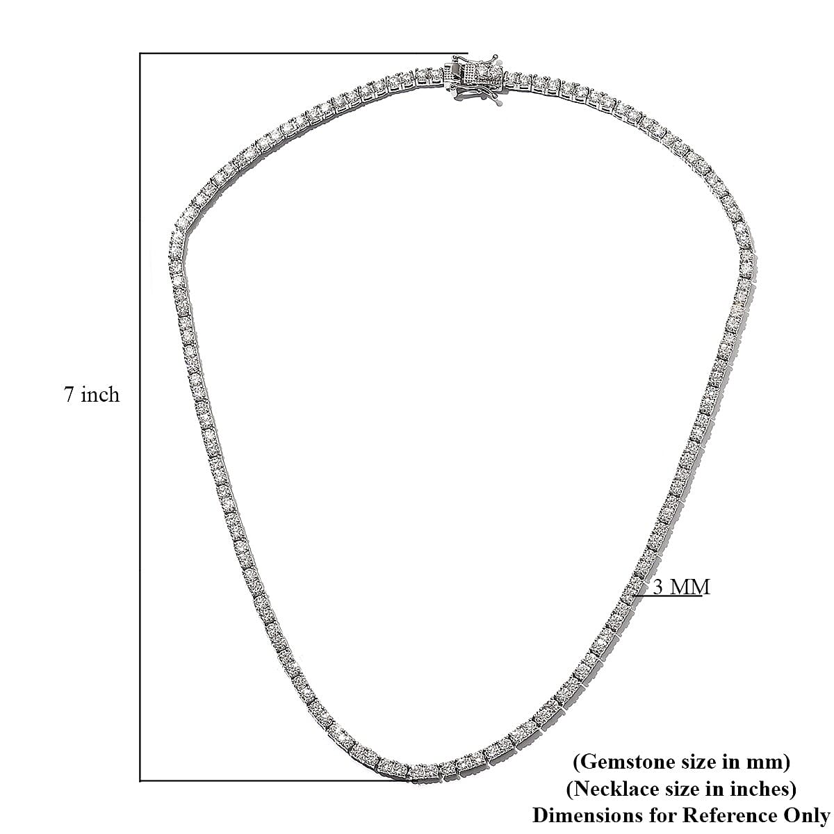Moissanite Tennis Necklace 18 Inches in Platinum Over Sterling Silver 14.20 ctw