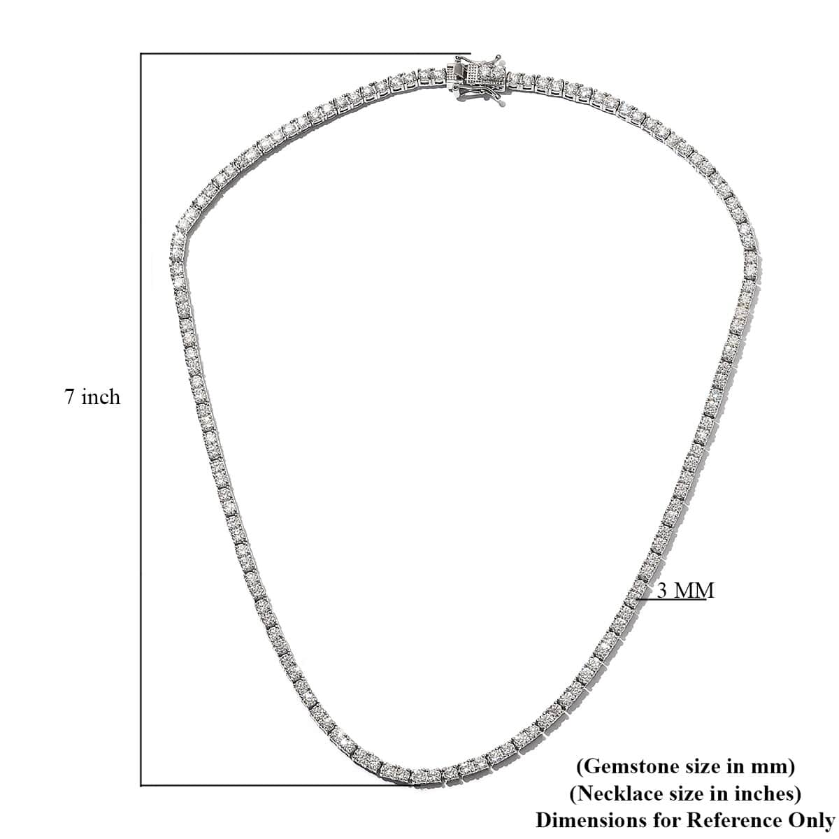 Moissanite Tennis Necklace 18 Inches in Platinum Over Sterling Silver 20.30 Grams 14.20 ctw image number 4