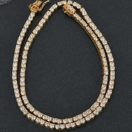 Moissanite Tennis Necklace 18 Inches in Vermeil Yellow Gold Over Sterling Silver 14.20 ctw image number 1