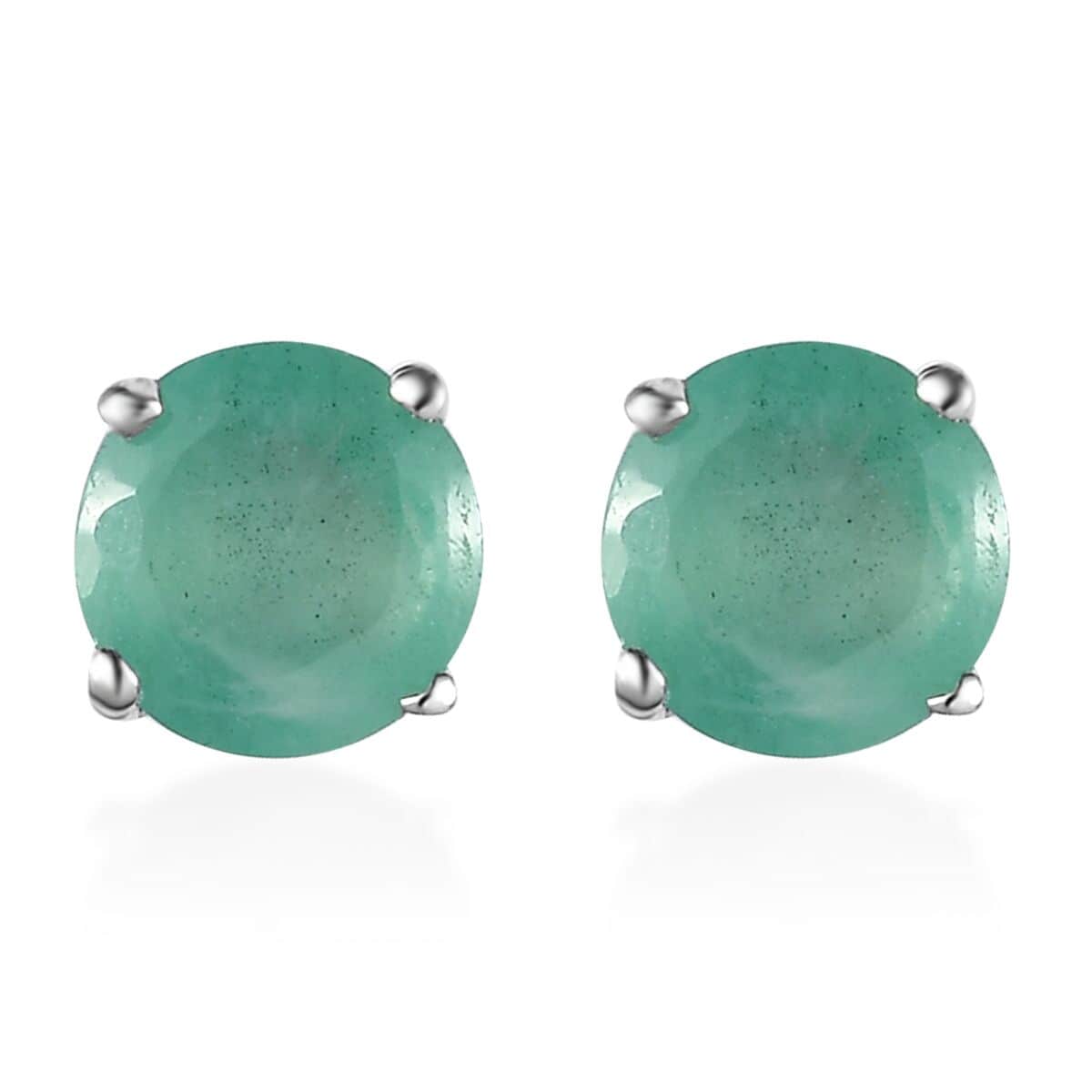 Socoto Emerald Solitaire Stud Earrings in Platinum Over Sterling Silver 1.50 ctw image number 0