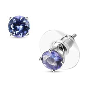 Tanzanite Stud Earrings in Platinum Over Sterling Silver 1.85 ctw